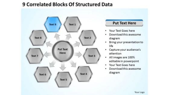 9 Correlated Blocks Of Structured Data Ppt Business Plan PowerPoint Templates