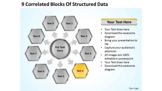 9 Correlated Blocks Of Structured Data Ppt Sales Business Plan Outline PowerPoint Templates