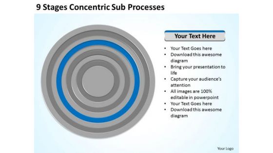 9 Stages Concentric Sub Processes Ppt Business Plan Assistance PowerPoint Templates