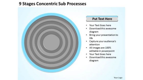 9 Stages Concentric Sub Processes Ppt Business Plan Marketing PowerPoint Templates