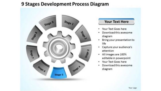 9 Stages Development Process Diagram It Business Plan PowerPoint Slides