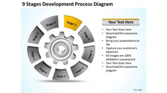 9 Stages Development Process Diagram Ppt Business Plan PowerPoint Slides