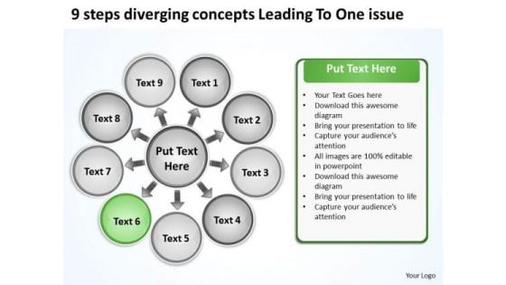 9 Steps Diverging Concepts Leading To One Issue Circular Network PowerPoint Slides