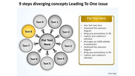 9 Steps Diverging Concepts Leading To One Issue Ppt Circular Flow Diagram PowerPoint Slides