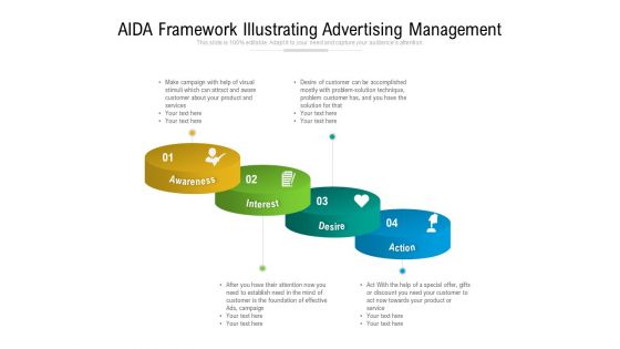 AIDA Framework Illustrating Advertising Management Ppt PowerPoint Presentation File Aids PDF