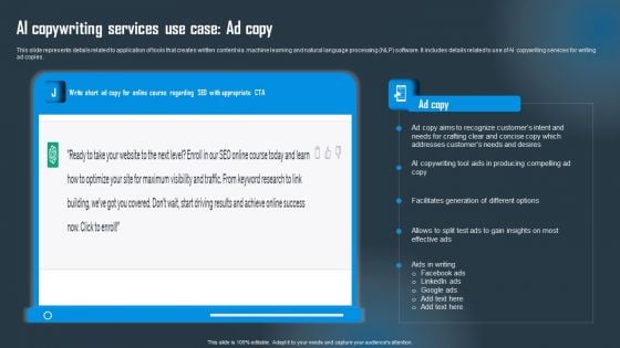 AI Copywriting Services Use Case Ad Copy Demonstration PDF