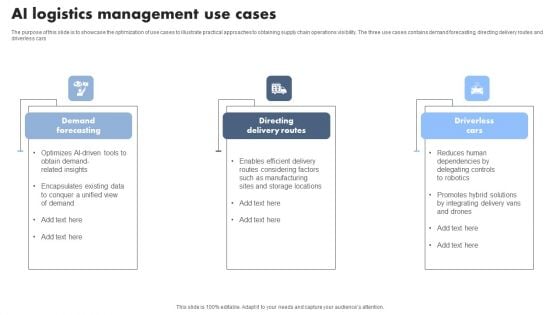 AI Logistics Management Use Cases Graphics PDF