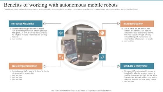 AMR Robot Benefits Of Working With Autonomous Mobile Robots Ppt PowerPoint Presentation File Model PDF