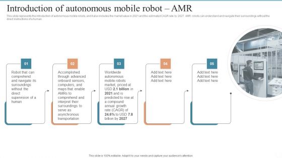 AMR Robot Introduction Of Autonomous Mobile Robot Amr Ppt PowerPoint Presentation File Infographics PDF