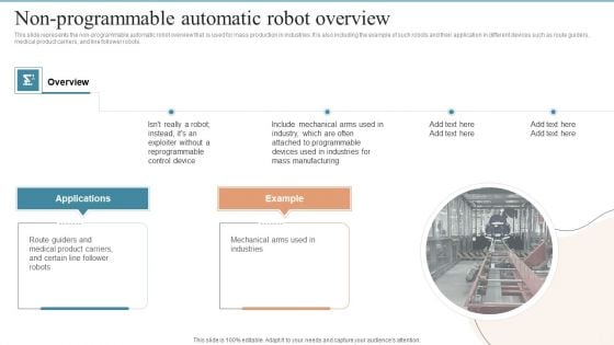 AMR Robot Non Programmable Automatic Robot Overview Ppt PowerPoint Presentation File Professional PDF