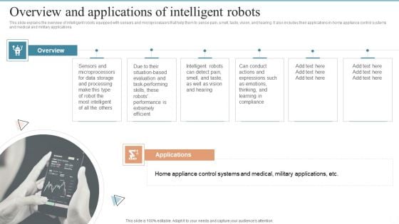 AMR Robot Overview And Applications Of Intelligent Robots Ppt PowerPoint Presentation File Backgrounds PDF