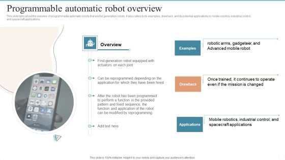 AMR Robot Programmable Automatic Robot Overview Ppt PowerPoint Presentation File Outline PDF