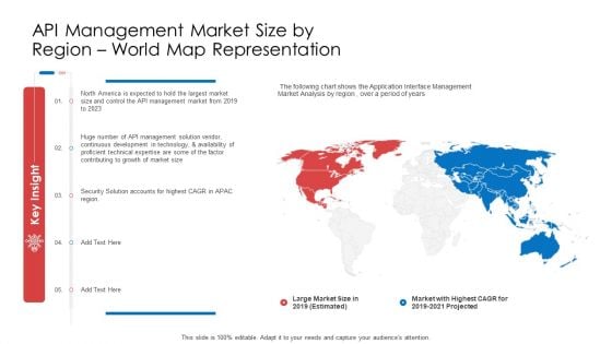 API Administration Solution API Management Market Size By Region World Map Representation Ppt Outline Graphics Download PDF