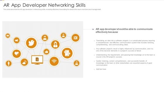 AR App Developer Networking Skills Ppt PowerPoint Presentation Gallery Picture PDF