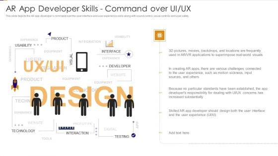 AR App Developer Skills Command Over UI And UX Ppt PowerPoint Presentation Gallery Designs Download PDF