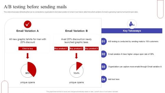 A B Testing Before Sending Mails Ppt PowerPoint Presentation File Slides PDF