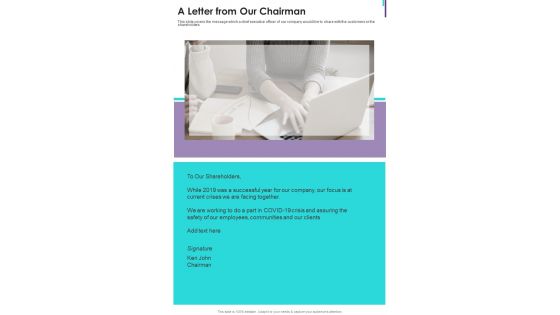 A Letter From Our Chairman One Pager Documents A Letter From Our Chairman One Pager Documents