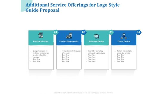 A Step By Step Guide To Creating Brand Guidelines Additional Service Offerings For Logo Style Guide Proposal Topics PDF