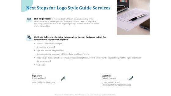 A Step By Step Guide To Creating Brand Guidelines Next Steps For Logo Style Guide Services Demonstration PDF