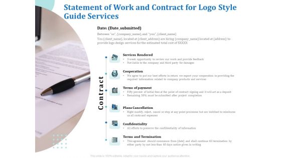 A Step By Step Guide To Creating Brand Guidelines Statement Of Work And Contract For Logo Style Guide Services Slides PDF