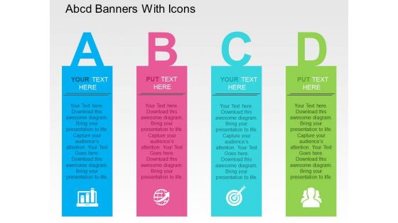 Abcd Banners With Icons Powerpoint Templates