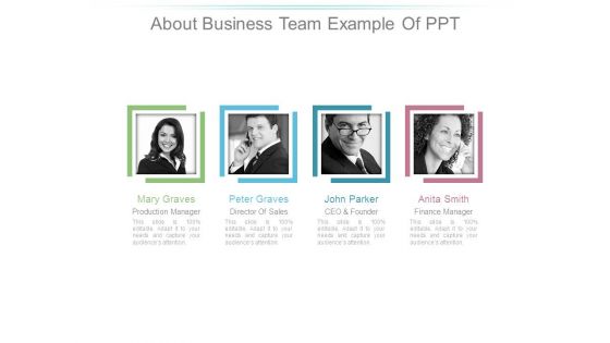 About Business Team Example Of Ppt