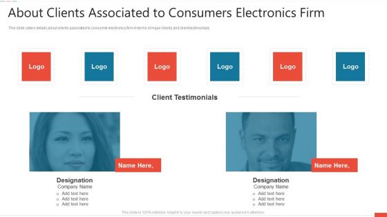 About Clients Associated To Consumers Electronics Firm Demonstration PDF About Clients Associated To Consumers Electronics Firm Demonstration PDF