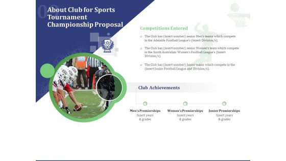 About Club For Sports Tournament Championship Proposal Ppt Inspiration Microsoft PDF