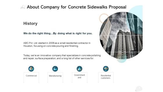 About Company For Concrete Sidewalks Proposal Ppt PowerPoint Presentation Show Model About Company For Concrete Sidewalks Proposal Ppt PowerPoint Presentation Show Model