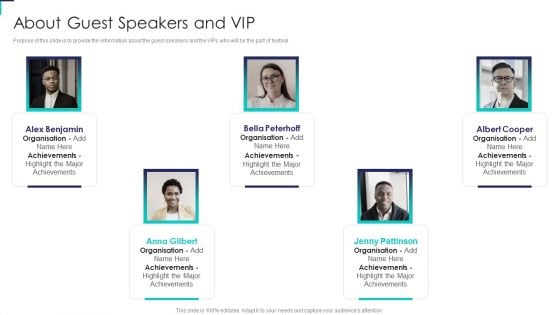 About Guest Speakers And VIP Fundraising Pitch Deck For Cultural Event Topics PDF