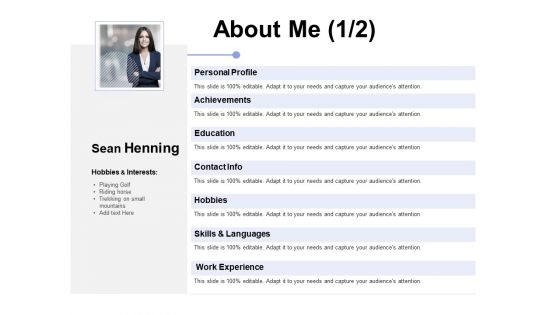 About Me Experience Ppt PowerPoint Presentation File Gridlines