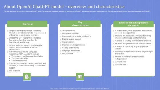 About Openai Chatgpt Model Overview And Characteristics Sample PDF