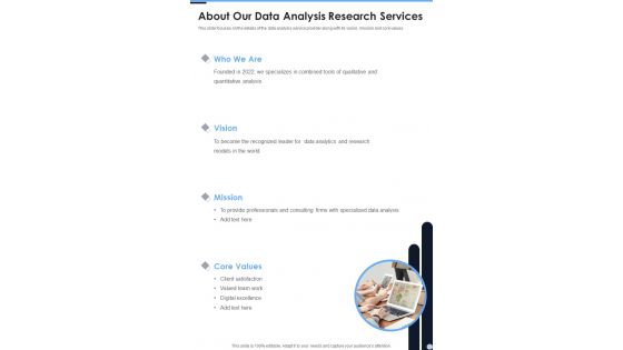 About Our Data Analysis Research Services One Pager Sample Example Document About Our Data Analysis Research Services One Pager Sample Example Document