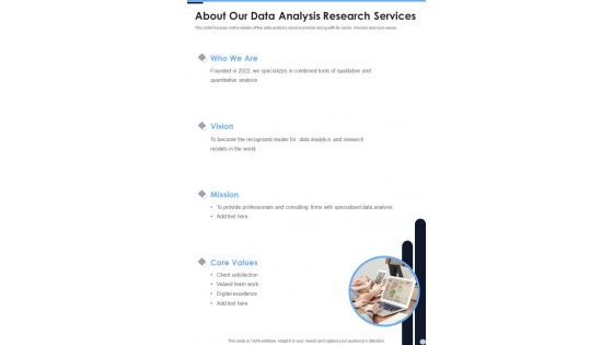 About Our Data Analysis Research Services One Pager Sample Example Document