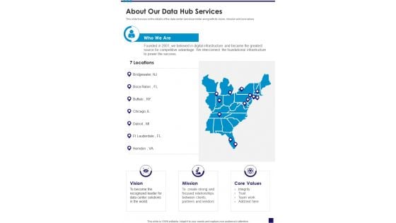 About Our Data Hub Services One Pager Sample Example Document