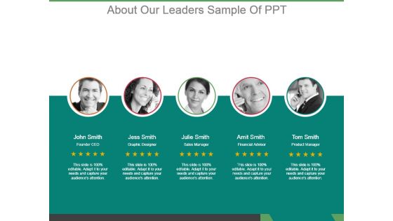 About Our Leaders Sample Of Ppt