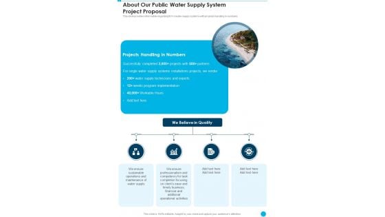 About Our Public Water Supply System Project Proposal One Pager Sample Example Document