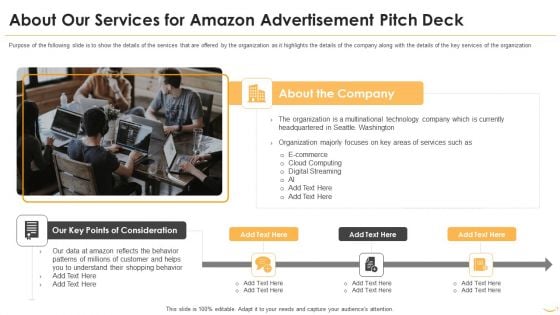 About Our Services For Amazon Advertisement Pitch Deck Ideas PDF About Our Services For Amazon Advertisement Pitch Deck Ideas PDF