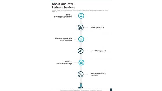 About Our Travel Business Services One Pager Sample Example Document