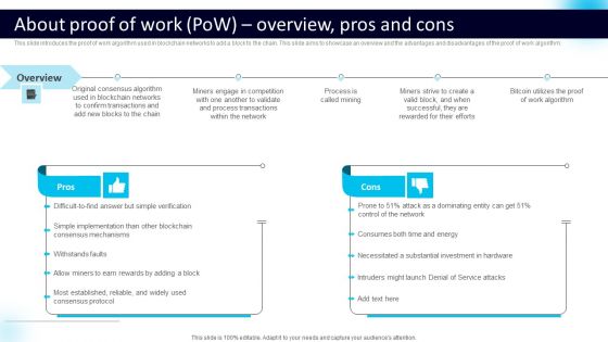 About Proof Of Work Pow Overview Pros And Cons Download PDF