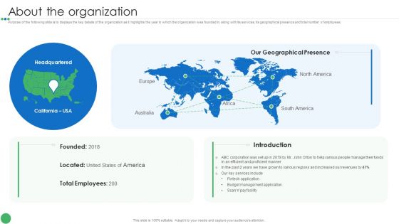 About The Organization Guide To Enhance Organic Growth By Advancing Business Procedures Diagrams PDF About The Organization Guide To Enhance Organic Growth By Advancing Business Procedures Diagrams PDF