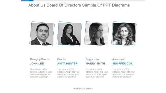 About Us Board Of Directors Ppt PowerPoint Presentation Topics