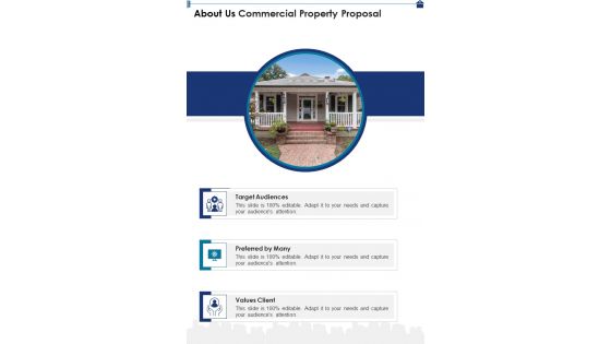 About Us Commercial Property Proposal One Pager Sample Example Document