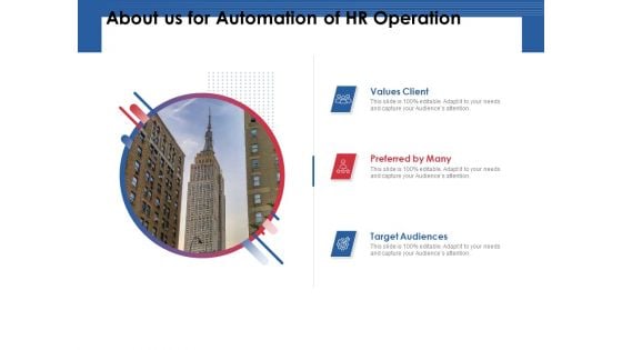 About Us For Automation Of HR Operation Target Ppt PowerPoint Presentation File Information PDF