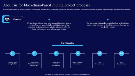 About Us For Blockchain Based Mining Project Proposal Ppt Inspiration PDF About Us For Blockchain Based Mining Project Proposal Ppt Inspiration PDF