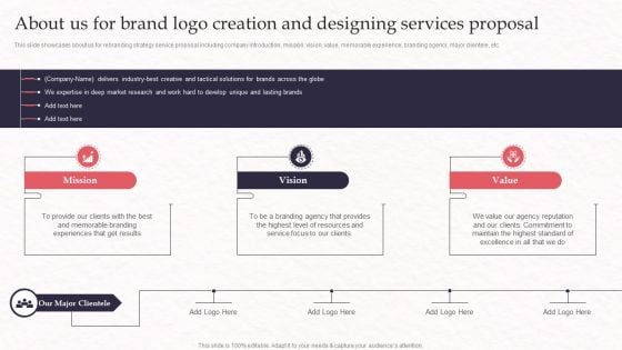 About Us For Brand Logo Creation And Designing Services Proposal Inspiration PDF About Us For Brand Logo Creation And Designing Services Proposal Inspiration PDF