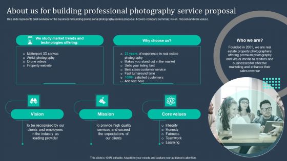 About Us For Building Professional Photography Service Proposal Introduction PDF About Us For Building Professional Photography Service Proposal Introduction PDF