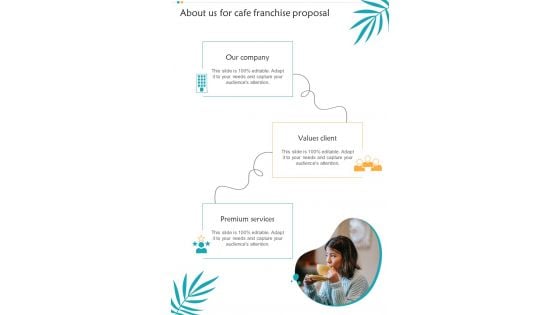 About Us For Cafe Franchise Proposal One Pager Sample Example Document