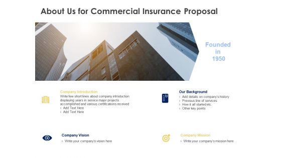 About Us For Commercial Insurance Proposal Ppt Powerpoint Presentation Professional Graphics Download