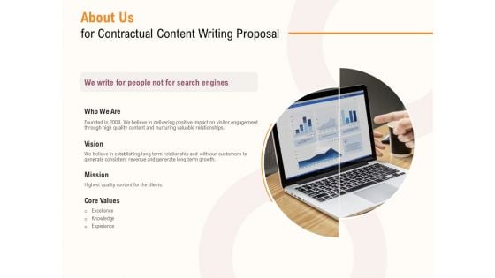 About Us For Contractual Content Writing Proposal Ppt PowerPoint Presentation Ideas Background Images PDF